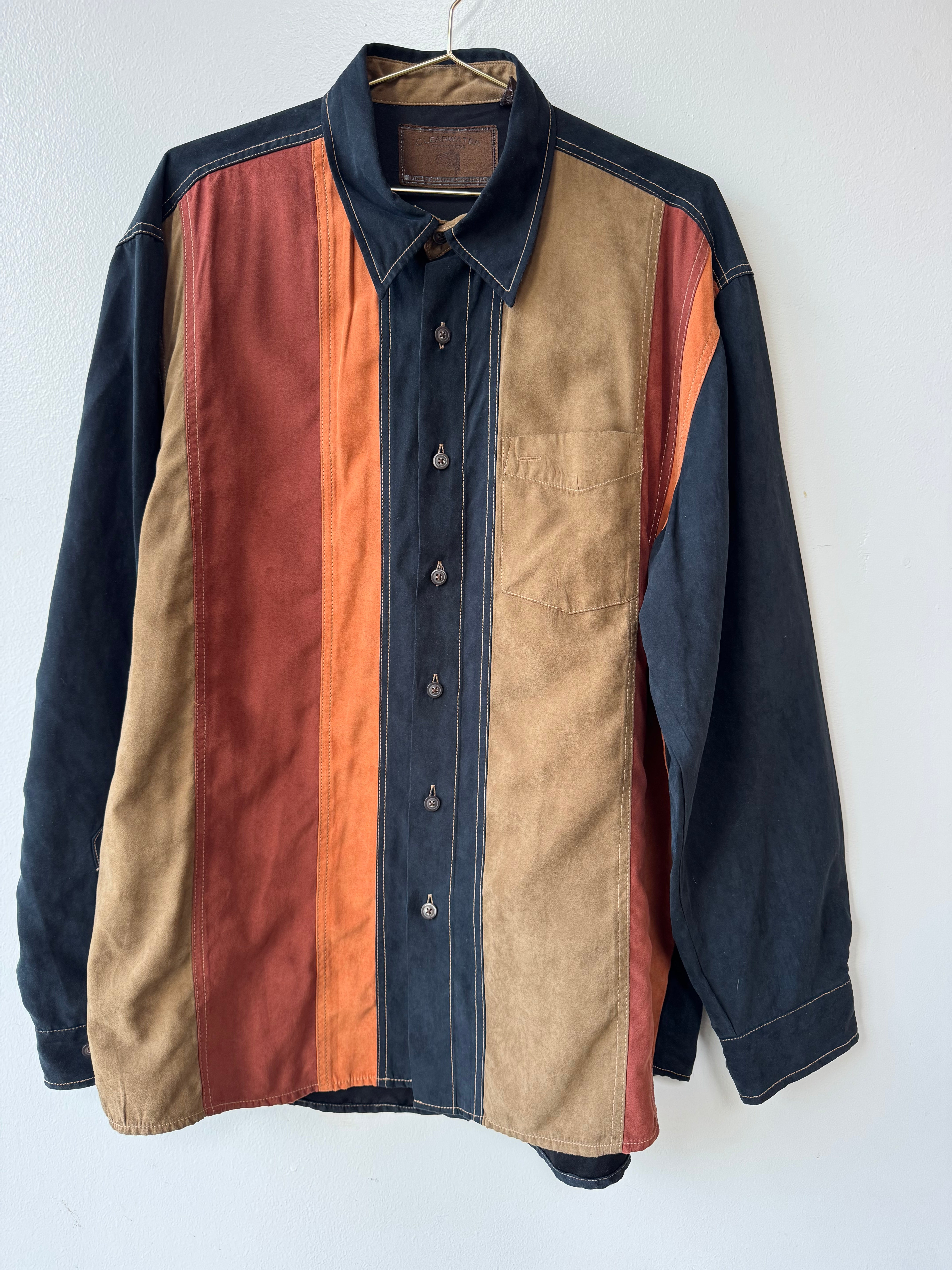 Faux Suede Button-Down Shirt