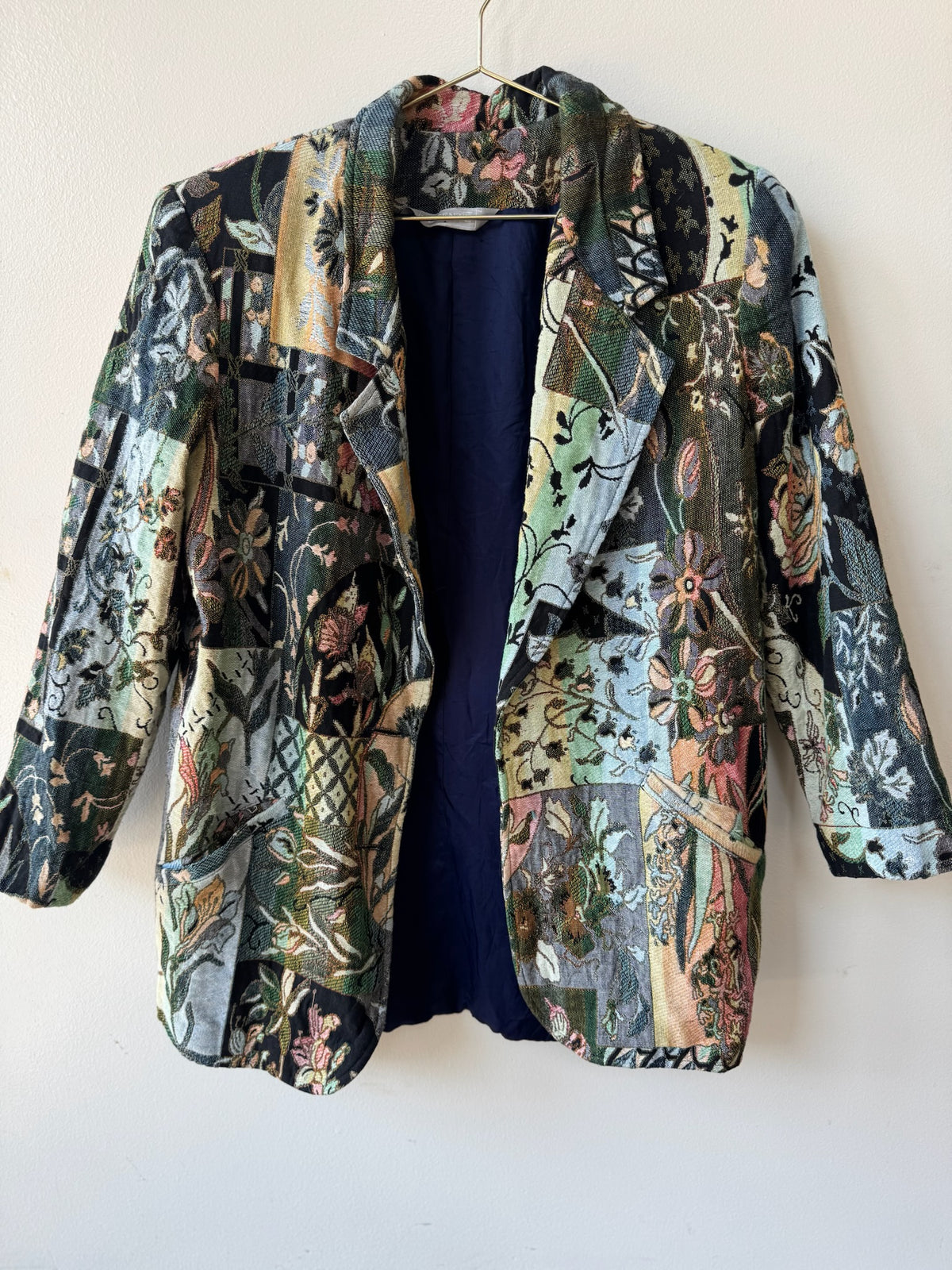 Vintage Floral Patchwork Tapestry Blazer