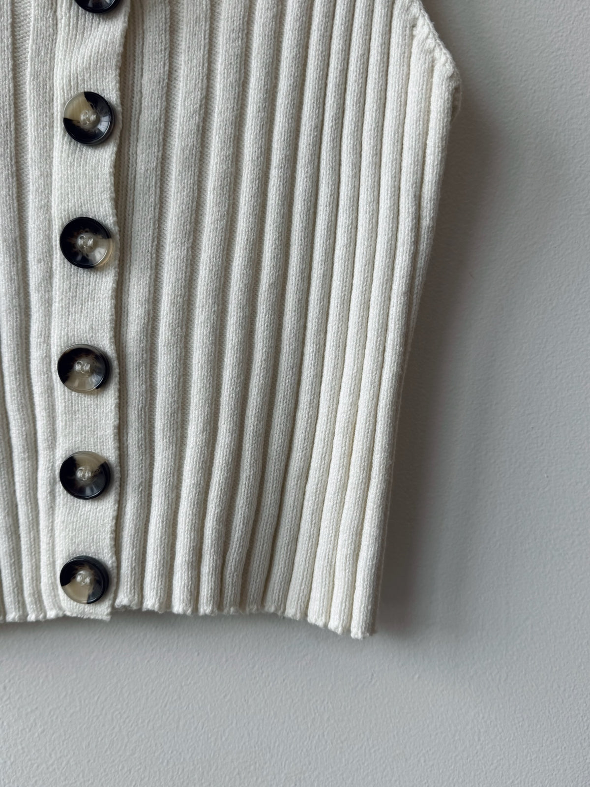 White Ribbed Button-Front Tank