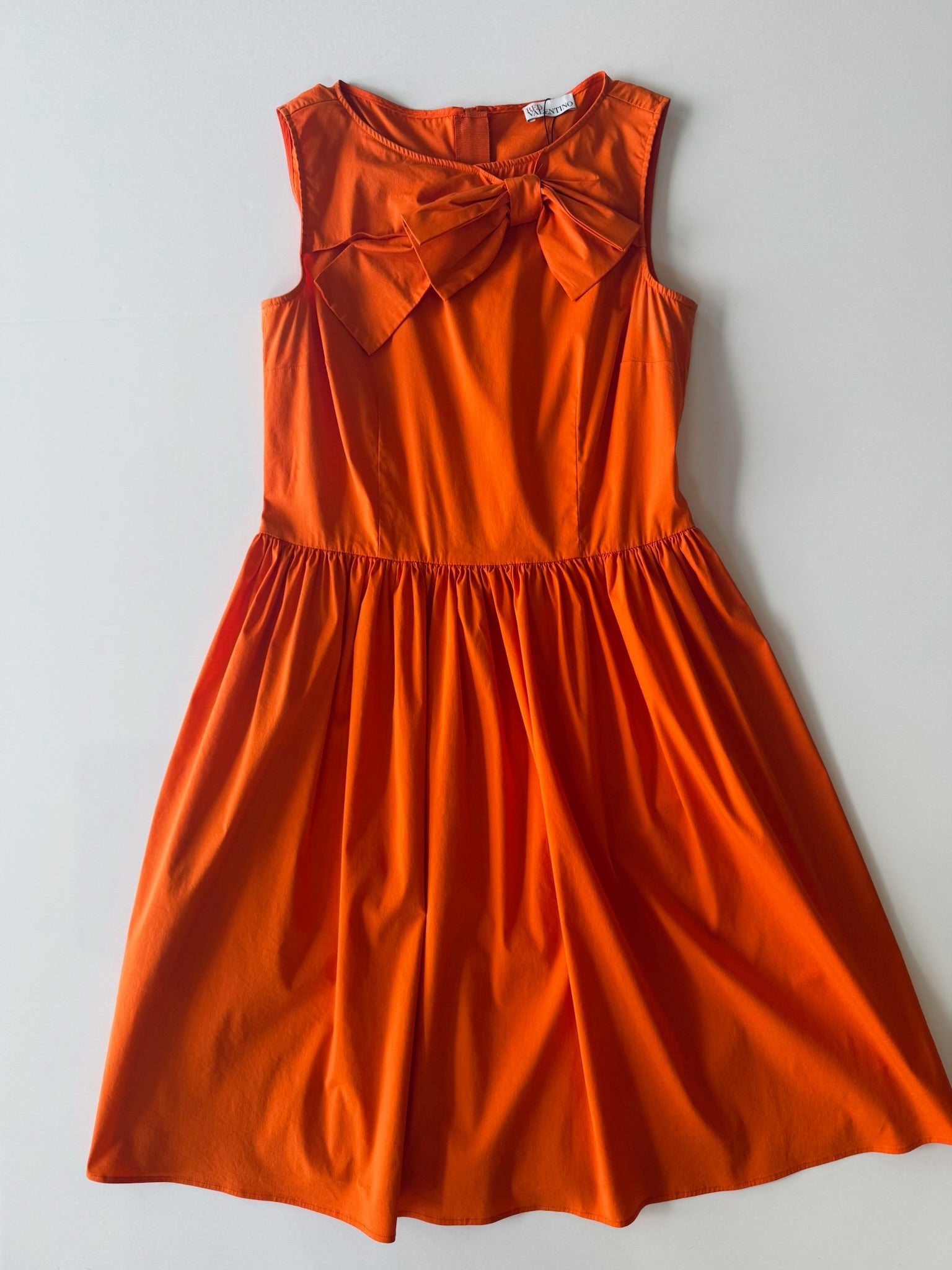 RED VALENTINO Poplin Bow Neckline Shift Dress