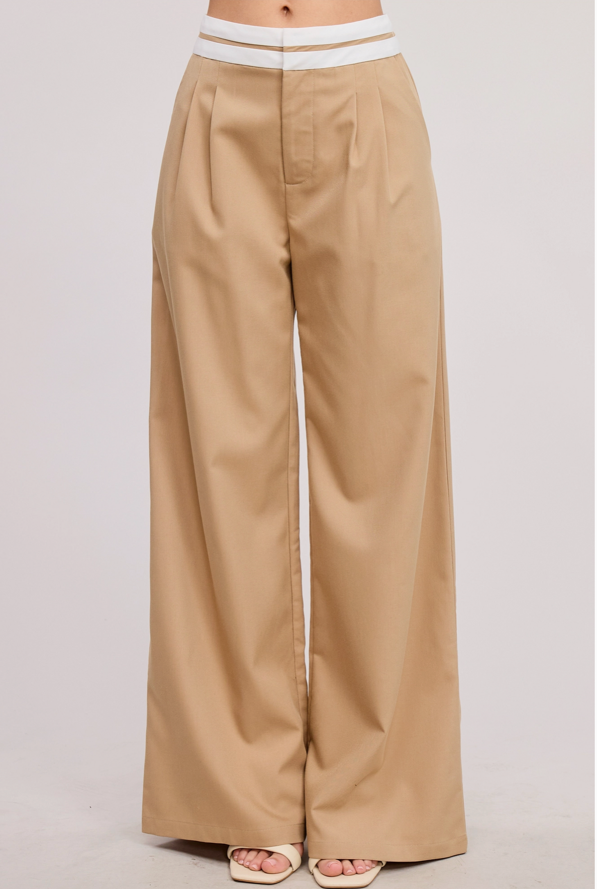 Minimalistic Contrast Waistband Trousers