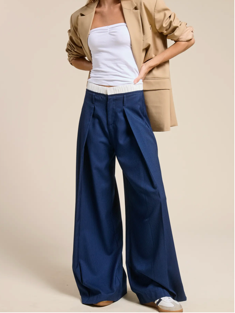 Pinstripe Wide Leg Pants