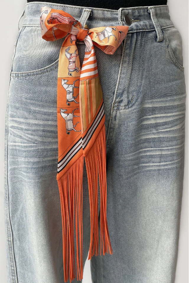 Printed Fringed Scarf