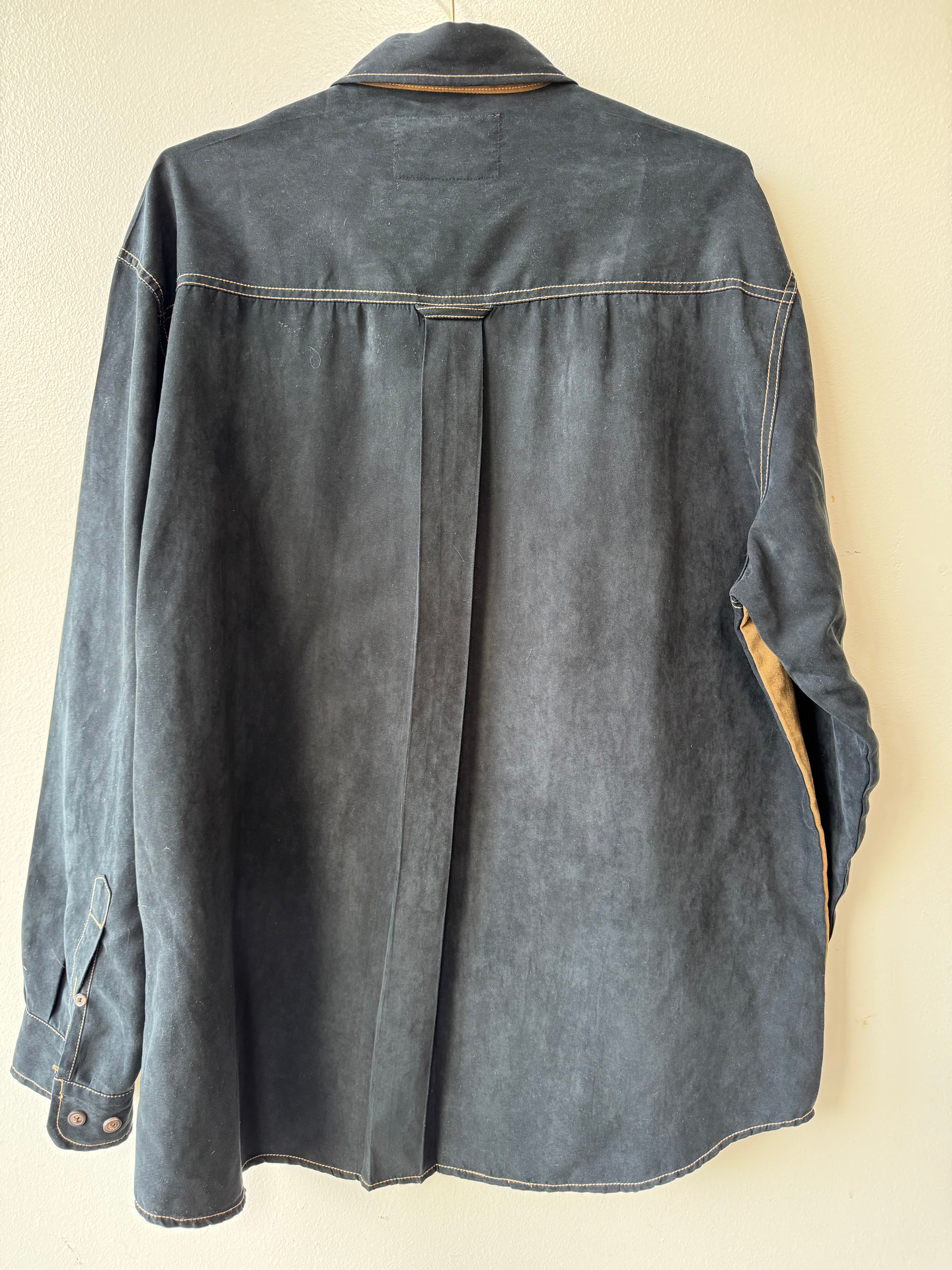 Faux Suede Button-Down Shirt