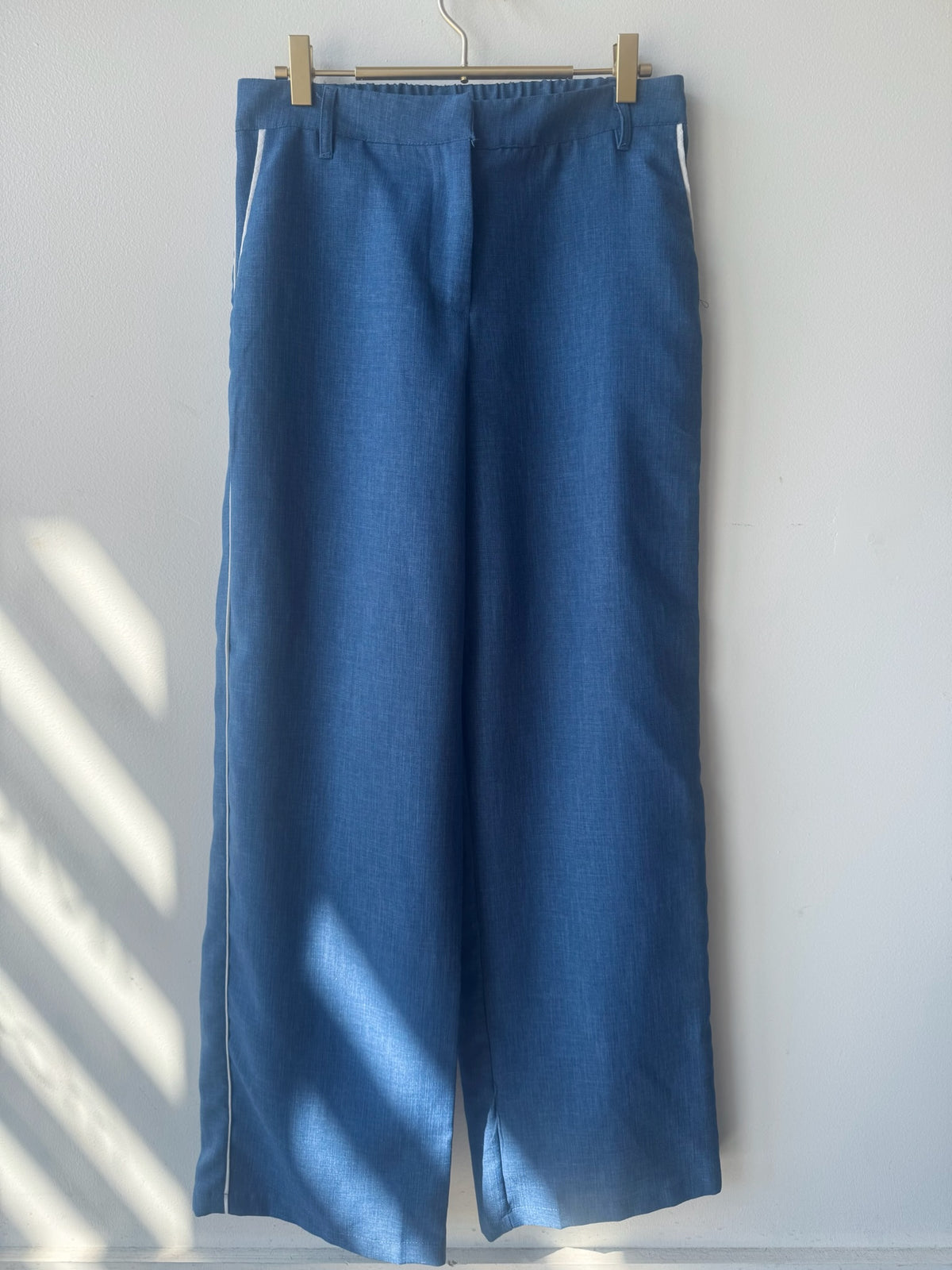 White Pipe Wide Leg Trousers