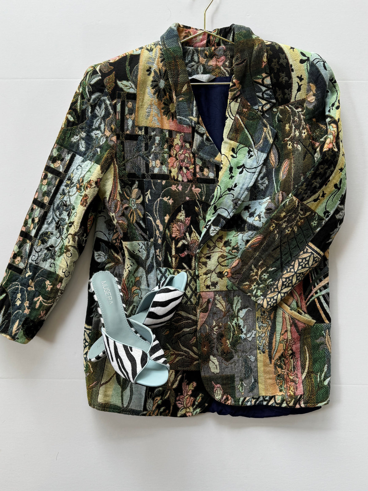 Vintage Floral Patchwork Tapestry Blazer