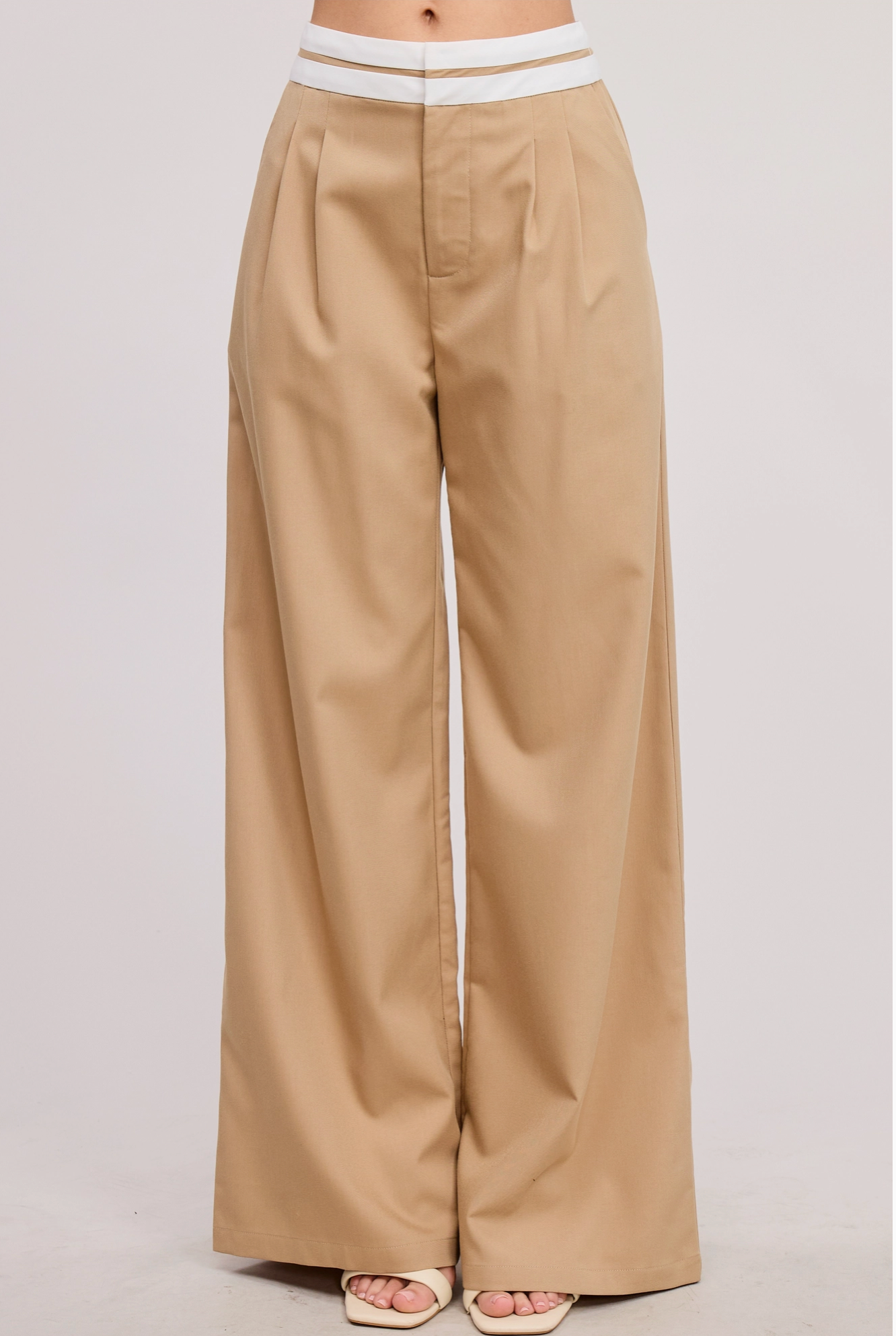 Minimalistic Contrast Waistband Trousers